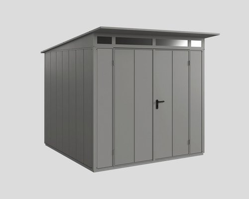 Ecostar Gerätehaus Elegant-P aus Metall in Grau mit Pultdach und Doppeltür, B/H/T: 238 x 232,3 x 238 cm - Bild 1