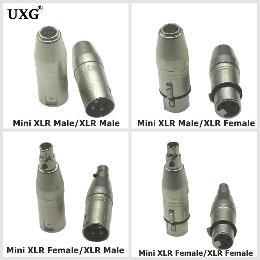 UXG XLR zu Mini XLR 3 Pin Audio Mikrofon Adapter Stecker auf Buchse in Silber für SLR Kamera - Bild 2