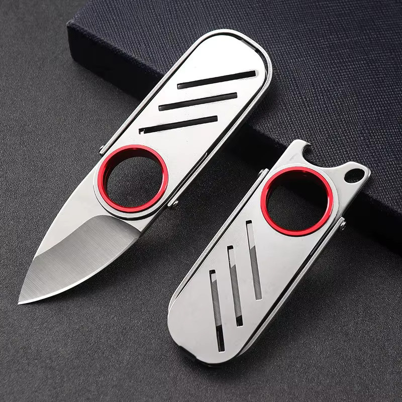 Mini Edelstahl EDC Schlüsselanhänger-Werkzeug als tragbarer Multifunktions-Kartonöffner in Silber - Bild 4