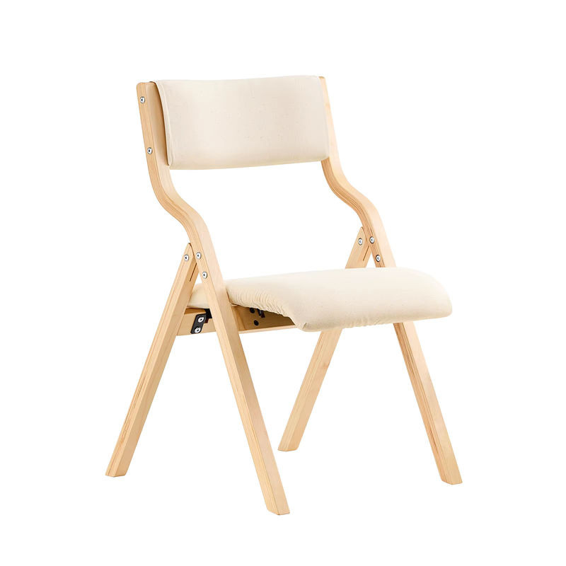 SoBuy FST40 Klappstuhl in Natur und Beige mit gepolsterter Sitzfläche aus Holz und Stoff im skandinavischen Design - Bild 1