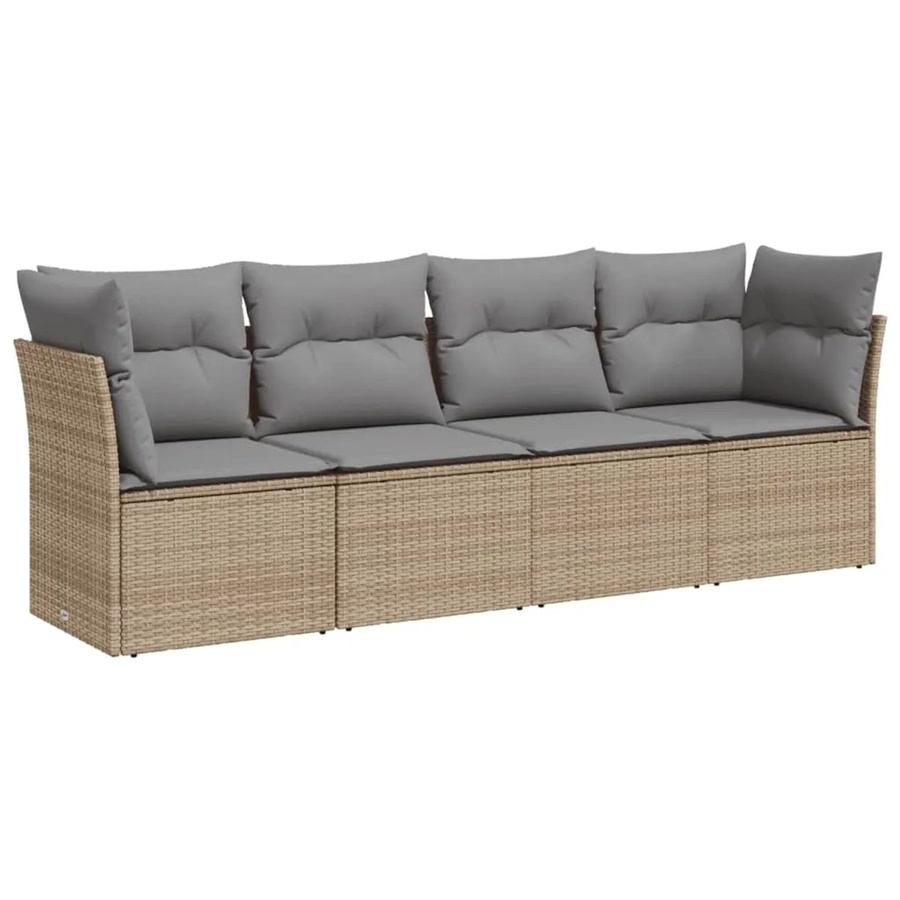 vidaXL 4-tlg Garten-Sofagarnitur L-Form aus Polyrattan in Beige mit Kissen und UV-beständigen Bezügen - Bild 2