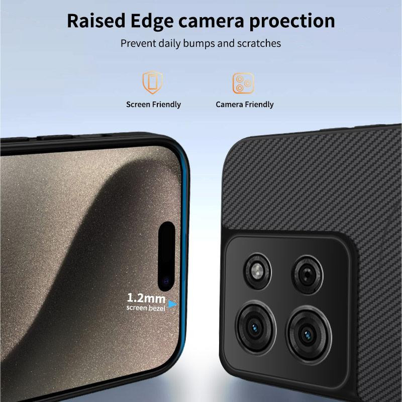 Motorola G86 Power Handyhülle mit Kohlefaser-Design und Linsenschutz in Schwarz - Bild 3