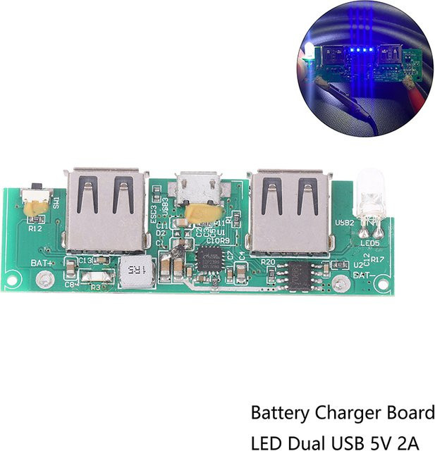 ESHYLALA Dual-USB 5V Mobile Power Motherboard EDP2339 Hauptsteuerplatine für Powerbank mit LED-Licht in Grün - Bild 1