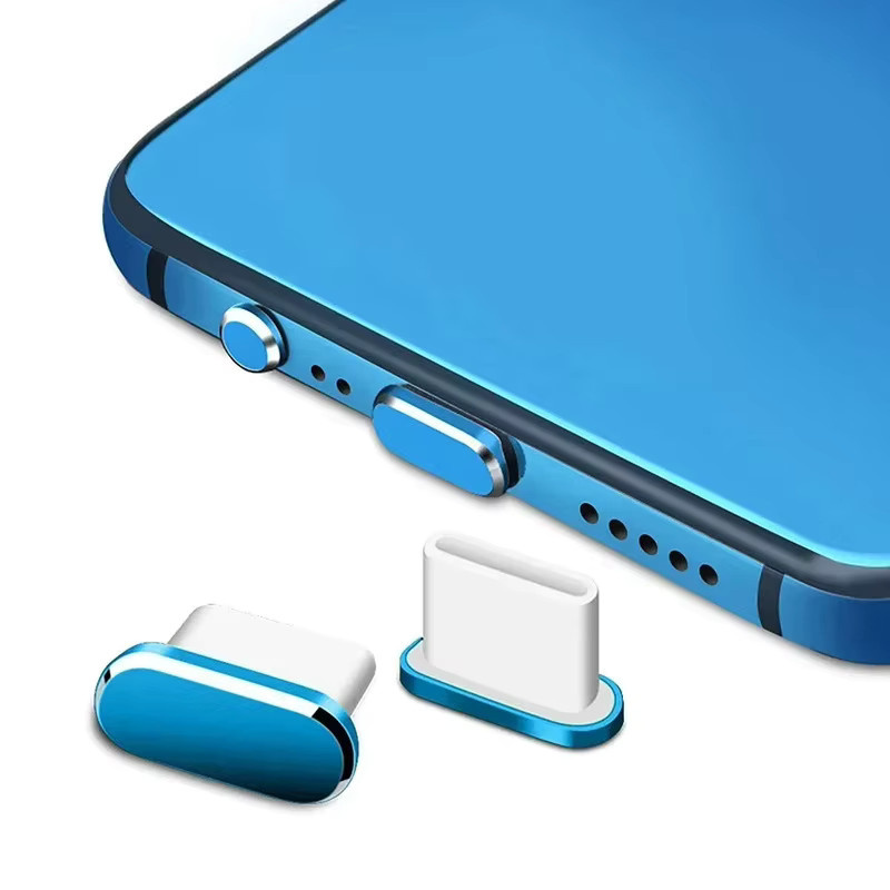 USB-C Anti-Staub-Schutz aus Metall in Schwarz für Apple iPhone und Samsung Smartphones - Bild 3