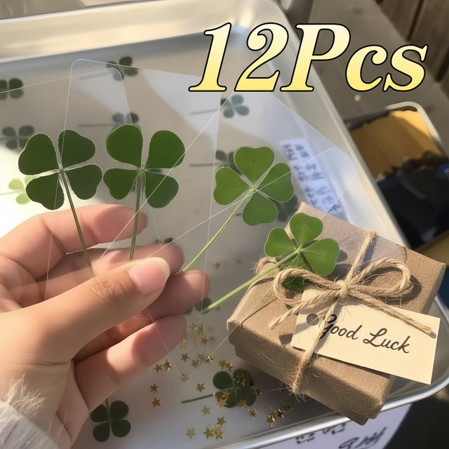 12-teiliges Set TWBEB Kleeblatt-Lesezeichen aus transparentem PVC im irischen Stil - Bild 1