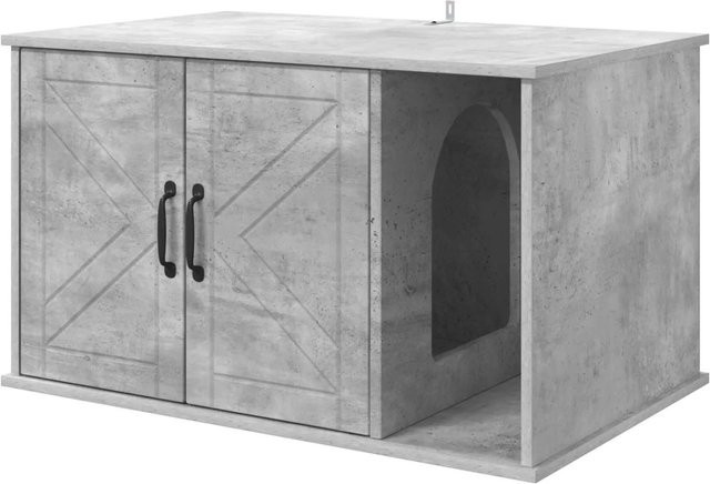 vidaXL Katzenhaus aus Holzwerkstoff in Betongrau, B/T/H: 85 x 55 x 50 cm - Bild 1