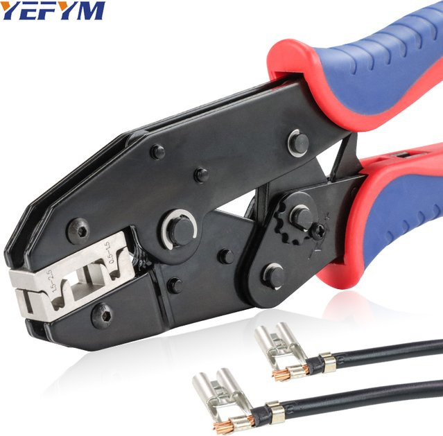 YEFYM Crimpzange YF-056FL für nicht isolierte Flaggen-Öffnungsklemmen 4,8/6,3 mm2, AWG 20-13 (0,5–2,5 mm2) - Bild 1