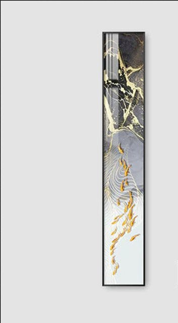 TPFLiving XXL Riesen Luxus Poster Leinwand Abstrakte Strukturen in Weiß, Blau, Grau und Gold, Hochbildformat, B: 45 cm, H: 180 cm - Bild 1