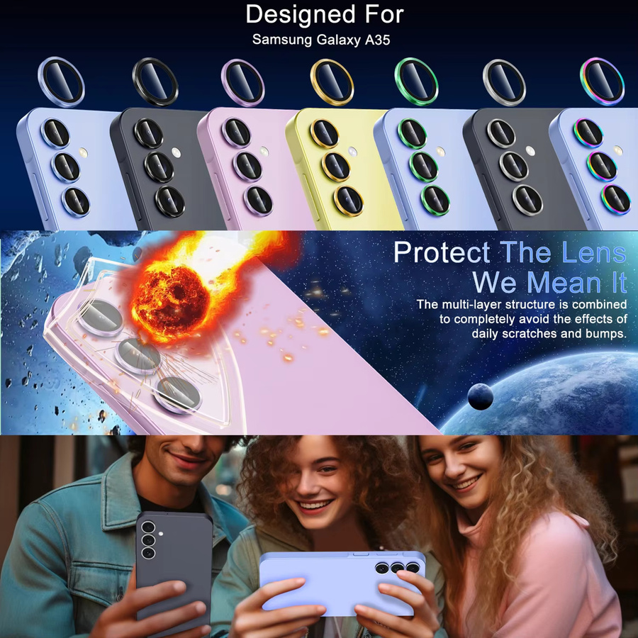 Metall Kamera-Ringschutz für Samsung Galaxy A57 A37 A55 A15 A35 A54 A14 A34 S26 Ultra aus Legierung mit HD-Glas in Schwarz und Multicolour - Bild 3