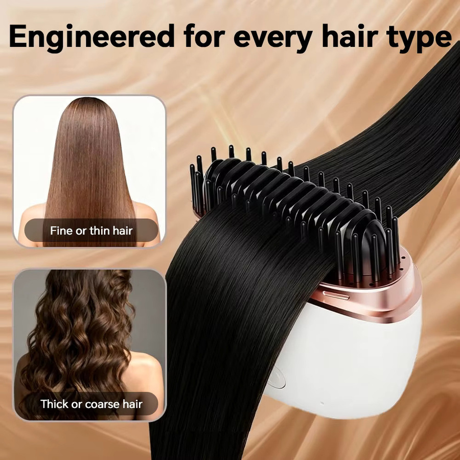 Kabellose Haarglätterbürste, Glättungskamm, Weiß, Unisex - Bild 4