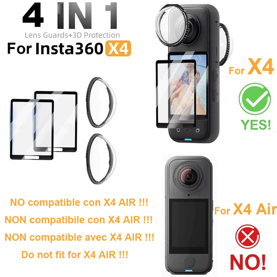 Insta360 Schutzkit für X4 und X5 mit Displayschutzfolie aus gehärtetem Glas und Objektivschutzkappe, transparent - Bild 2