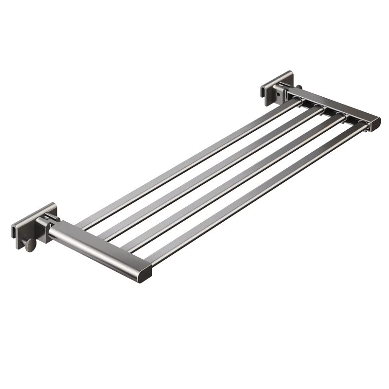 Platzsparender faltbarer Kleiderständer aus Metall in Silber/Grau ohne Bohren für Innenräume und Balkon - Bild 5