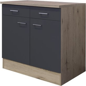 Flex-Well Küchenunterschrank Morena in Basaltgrau und San Remo Eiche, B/H/T: 80 x 85 x 60 cm - Bild 1
