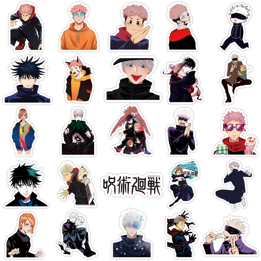 50 Stück Jujutsu Kaisen Anime Aufkleber Set in Multicolour für Laptop Wasserflasche und Handy - Bild 3