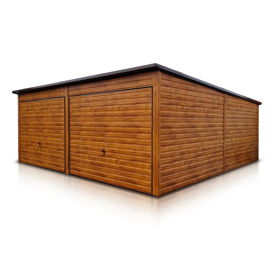 Liderstal Doppelgarage Basic aus Blech mit Pultdach und Schwingtor in Holzoptik Braun, B/T/H: 600 x 600 x 238 cm - Bild 2