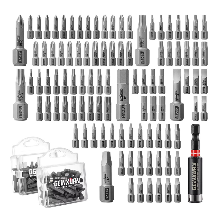 Geinxurn 101-teiliges Schraubendreher-Bit-Set aus S2-Stahl mit magnetischen Bits und Bithalter im tragbaren Koffer - Bild 6