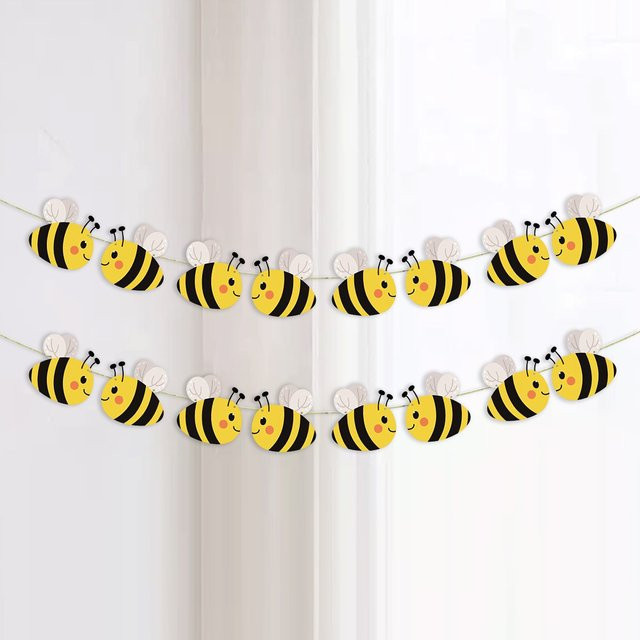 OURFETE Bienen-Banner Partydekoration aus Papier mit Bienenmuster für Geburtstag, Jubiläum oder Babyparty - Bild 1