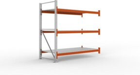 META Großfachregal AR verzinkt in Orange mit Stahlpaneelen B/T/H: 220 x 110 x 222,5 cm - Bild 1