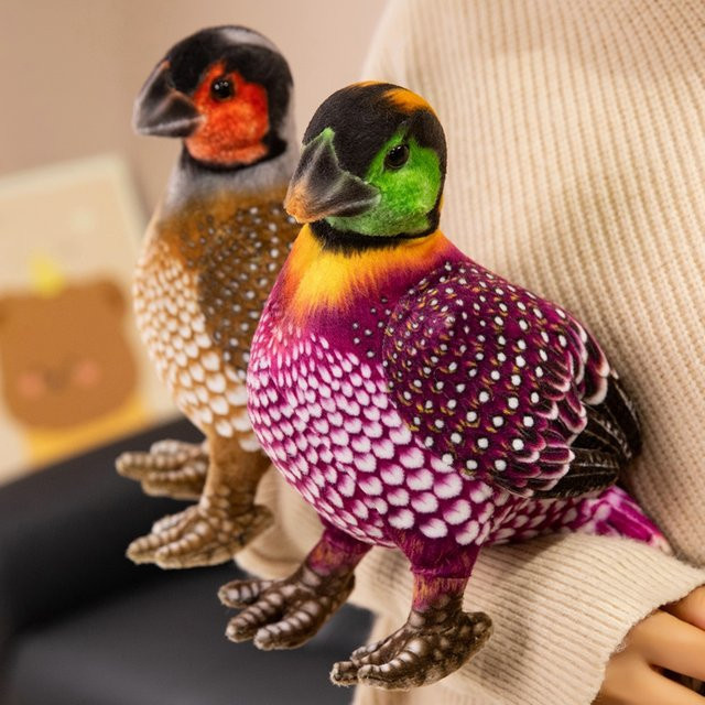 Guineafowl-Plüschtier, Vogelpuppe, bunt, lila, mit Baumwolle gefüllt - Bild 1