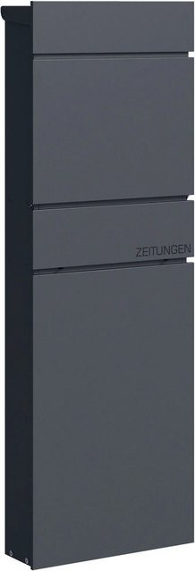 Relaxdays Standbriefkasten aus Stahl mit Zeitungsfach in Anthrazit, H: 111 cm, B: 39,5 cm, T: 14 cm - Bild 1
