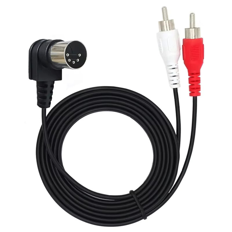 QinMSY 5-poliges DIN-Midi-auf-2-RCA-Audiokabel in Schwarz für Naim und Quad Stereo-Systeme, 90 Grad Rechtswinkel - Bild 3