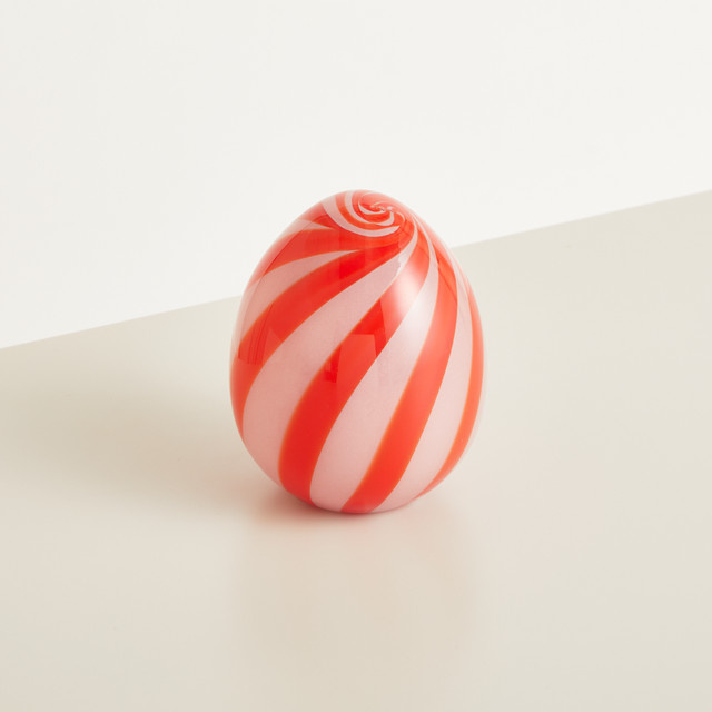 BLUME2000 Deko Glas Ei in Rot Gestreift mit modernem Design - Bild 1