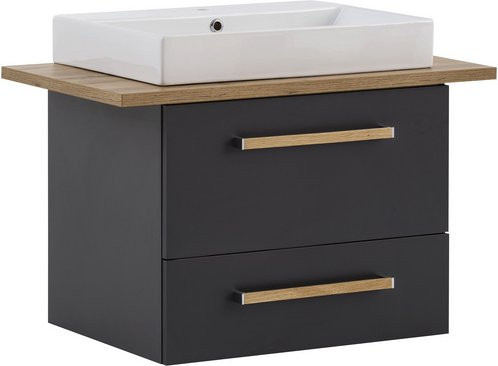 Schildmeyer Waschtisch Duo aus Sanitärkeramik mit 1 Becken in Schwarz, B: 82,2 cm, H: 61,5 cm - Bild 1