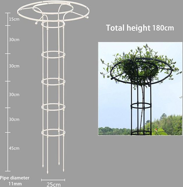 Wolfman Gartengerüst Schirmturm als Rankhilfe für Kletterpflanzen aus Stahl, Farbe: Weiß, Höhe: 180 cm - Bild 1