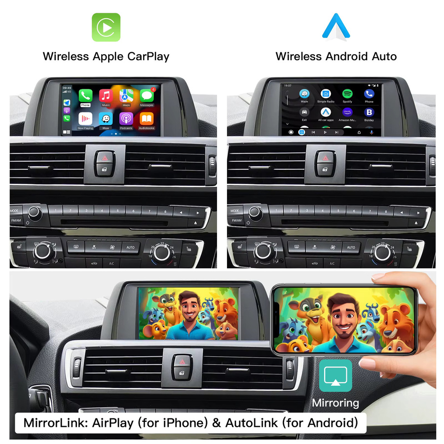CARABC Drahtloses CarPlay und Android Auto Modul für BMW NBT 1 2 3 4 5 7 Serie, Schwarz - Bild 3