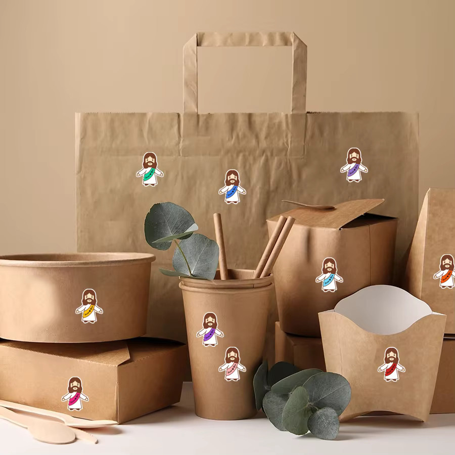 500 Stück Jesus liebt dich Aufkleber-Rolle in Multicolour als dekorative Etiketten für Verpackungen, Umschläge, Tagebücher und Scrapbooking - Bild 2