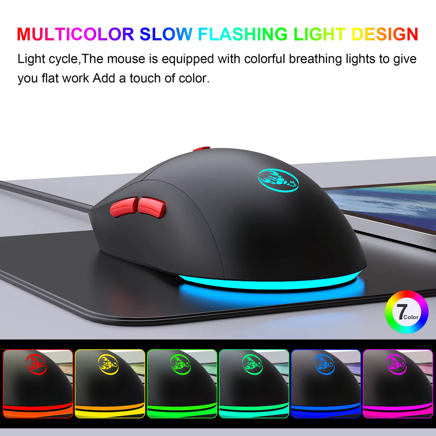 HXSJ Kabellose Gaming-Maus in Schwarz mit 3 Modi, optischem Sensor und USB Typ C, wiederaufladbar für PC und Mac - Bild 2