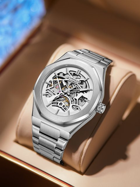 LONGLUX Automatik Armbanduhr, Edelstahl, Weiß, Herren - Bild 1