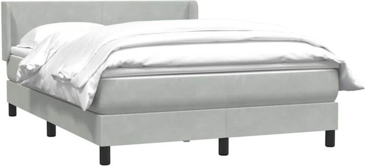 vidaxl Boxspringbett mit Matratze aus Samt in Grau, B/T/H: 160 x 210 cm - Bild 1