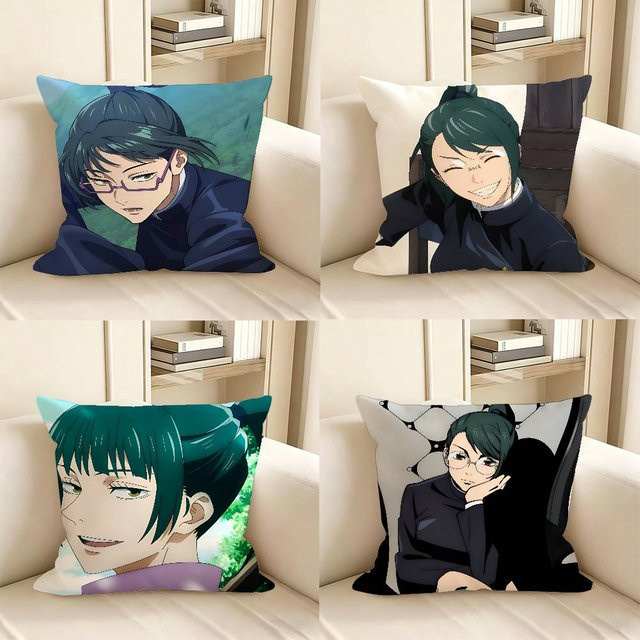 Quadratischer Kissenbezug mit Anime Zenin Maki Motiv, Mehrfarbig, B/T/H: 40 x 40 x 0 cm - Bild 1