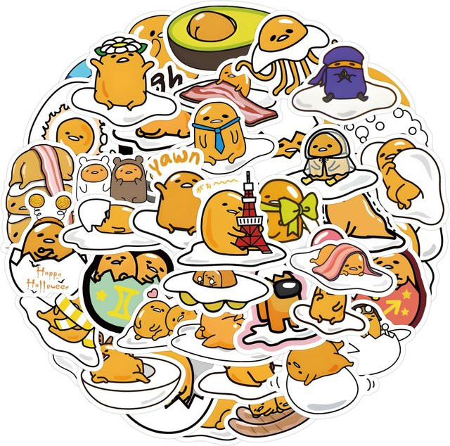 60 wasserfeste Gudetama Graffiti Aufkleber in Multicolour zum Dekorieren von Notizbüchern, Koffern und Gitarren - Bild 1