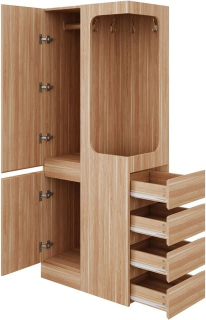 Merax Kleiderschrank mit integrierten Schubladen und Kleiderstange, Farbe: Braun/Weiß, B/T/H: 70 x 40 x 170 cm - Bild 1