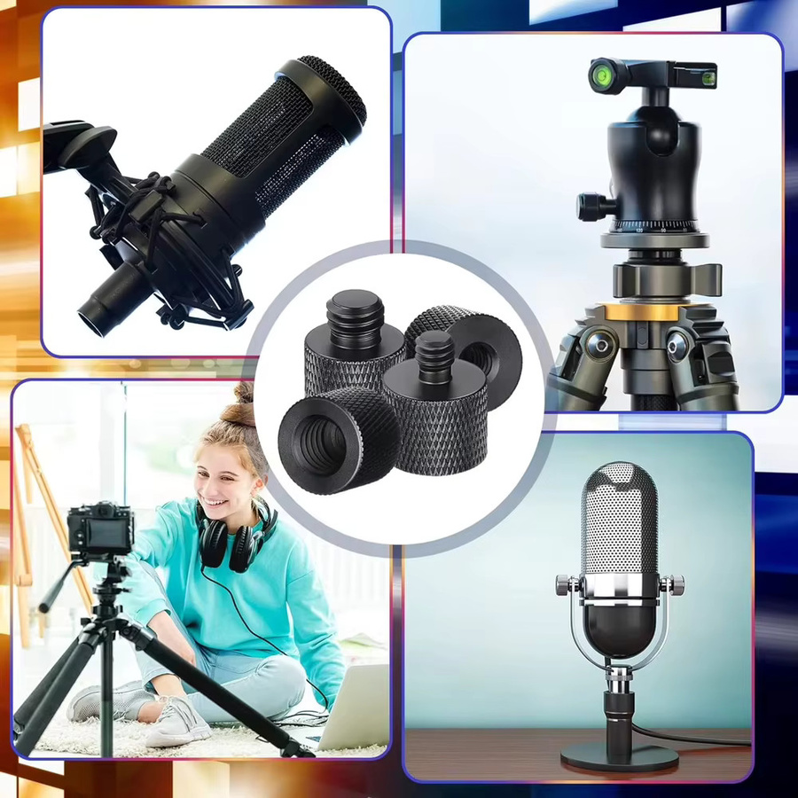 EXSKOF Kameraschrauben-Adapter-Halterungsset in Schwarz für GoPro, DJI Osmo, Insta360 und SJCAM mit 1/4 bis 1/4, 3/8 sowie M5, M6 und M8 Gewinden für Stativ, Mikrofon und Blitzlicht - Bild 4