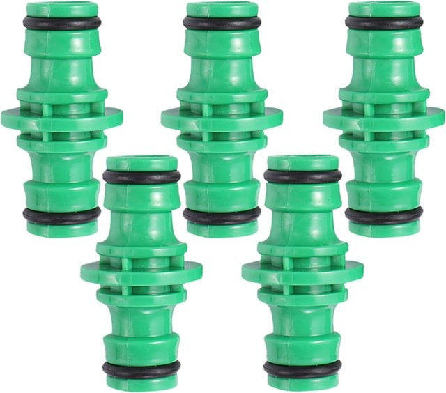 5er Set Adhere To Fly Doppel Stecker Schlauch Anschluss Extender für Garten Bewässerungssysteme in Grün - Bild 1