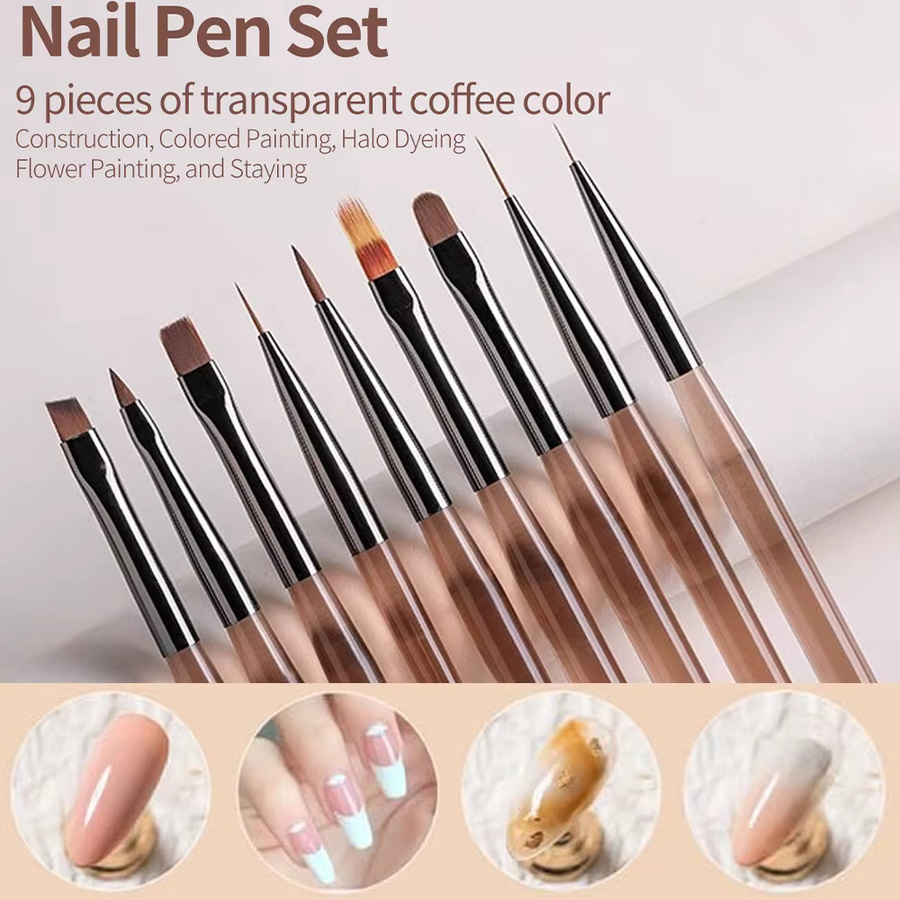 LULAA Pinsel-Set für Nagelkunst, 9-teilig, Unisex - Bild 2