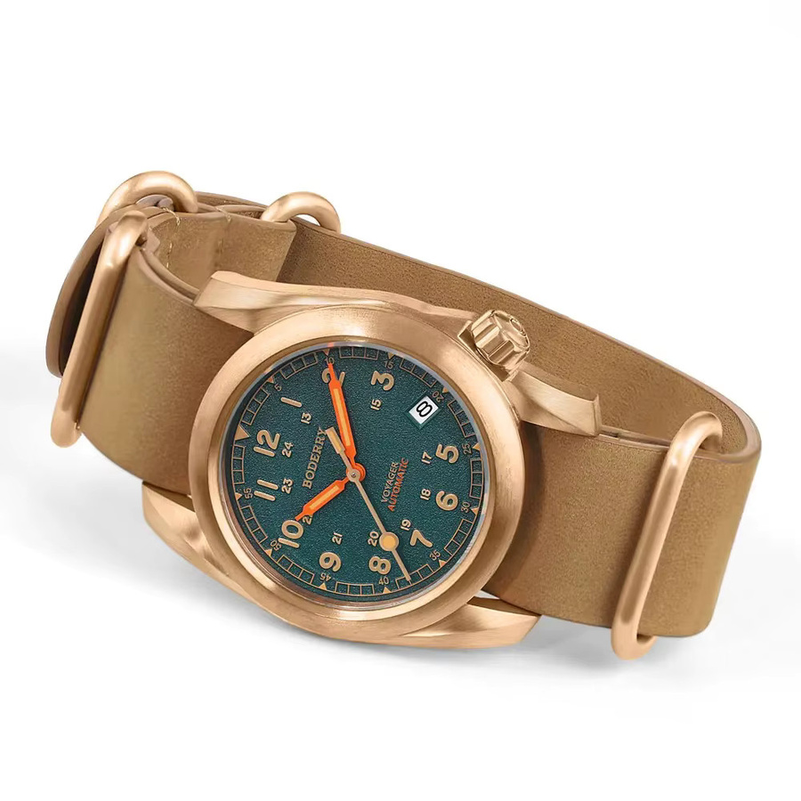 BODERRY Armbanduhr, Automatik, Bronze, 40 mm, Leder, Herren - Bild 3