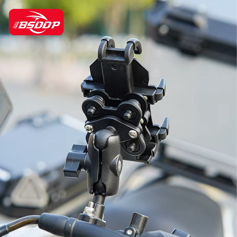Universal Handyhalter für Motorrad und Fahrrad aus Aluminium in Schwarz, rutschfeste GPS-Halterung für Lenker oder Spiegel - Bild 3