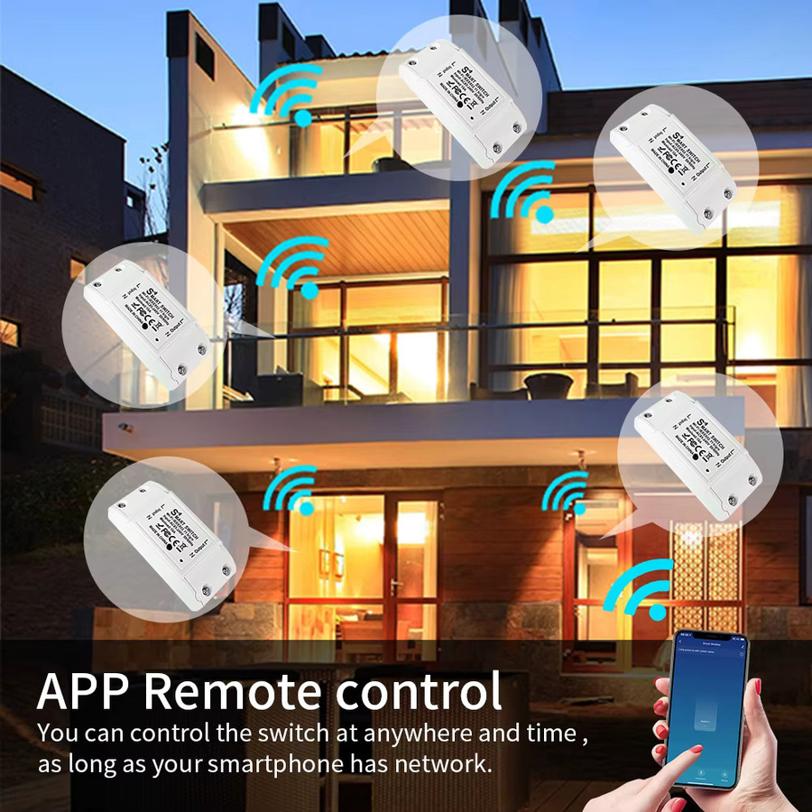 Tuya WLAN Smart Schalter mit RF433MHz Fernbedienung, 16A Timer-Schalter in Weiß, kompatibel mit Smart Life App, Amazon Alexa und Google Assistant zur Sprachsteuerung - Bild 2