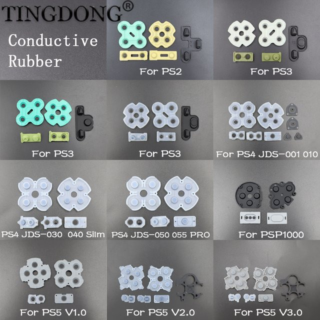 TingDong Leitfähige Gummi Silikon Pads für PlayStation PS2 PS3 PS4 PS5 PSP Controller zur Reparatur von Tasten und D-Pad, Mehrfarbig - Bild 1