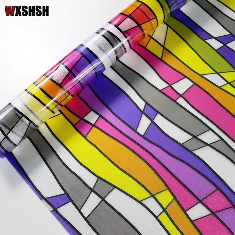 WXSHSH Sichtschutzfolie mit buntem geometrischem Muster, abnehmbare matte Fensterfolie für Privatsphäre, Mehrfarbig - Bild 2