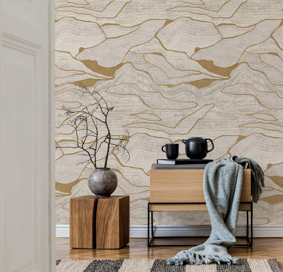 Tenue de Ville Mural Wallpaper Kamen in Slate Grey, modernes abstraktes Design, Vlies Tapete, Breite: 100 cm, Höhe: 300 cm - Bild 1