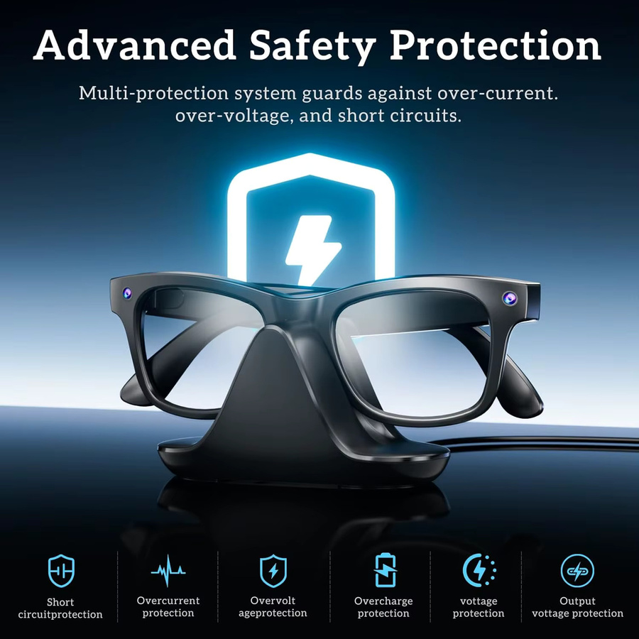 SZKOSTON Mini-Ladestation für RayBan Meta Smart AI-Brille Wayfarer Headliner Skyler in Schwarz mit USB-C-Kabel - Bild 2