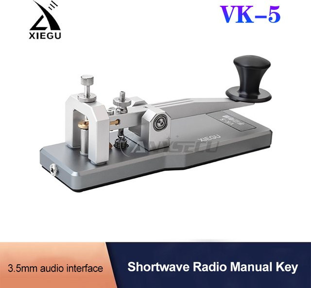 Xiegu VK-5 Kurzwellen Wireless Automatik CW Elektroschlüssel mit 3,5 mm Schnittstelle und Aluminiumlegierung Basis in Silber - Bild 1