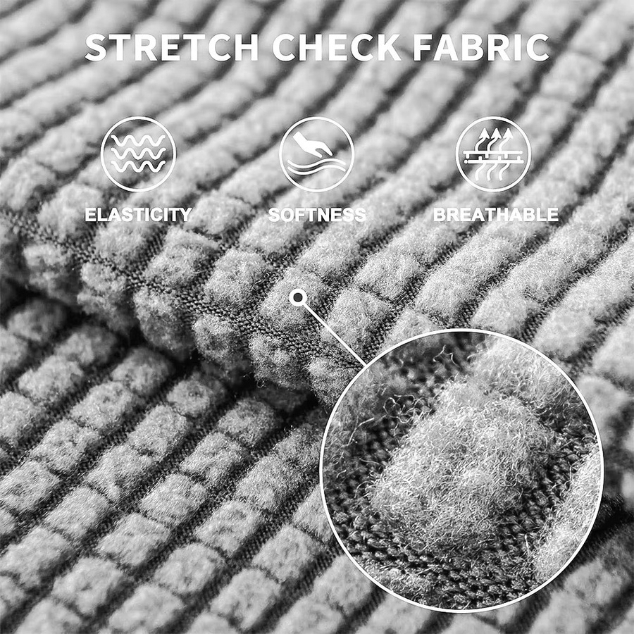 Jacquard Pure Sofabezug aus Stretch Polar Fleece in Grau als abnehmbarer Couchbezug und Möbelschutz für dein Sofa oder deine Chaiselongue - Bild 4