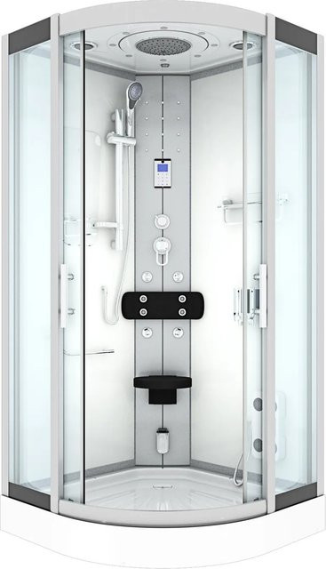 AcquaVapore Duschkabine D46-10T0 Komplettdusche in Weiß mit Regendusche, Handbrause, Körperdüsen, LED-Beleuchtung und Fußmassage, B/T: 90 x 90 cm - Bild 1