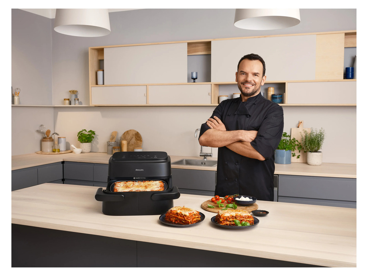 Philips Heißluftfritteuse Airfryer 1000 Serie NA150/00 mit flexiblem 7 L Korb und abnehmbarem Trenner, Schwarz - Bild 3